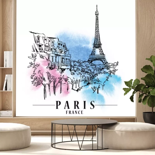 Sticker  Paris vector illustration.