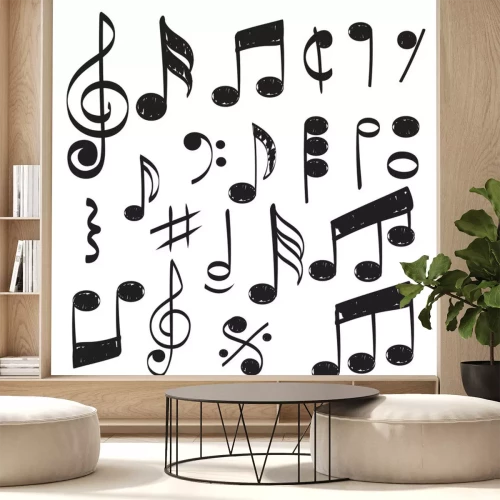 Sticker  Music note. Doodles sketch musical vector hand drawn pictures isolated. Illustration of musical note symbol, doodle sketch sound and music
