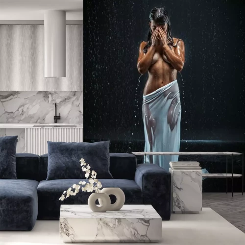 Papier peint  Nu avec une femme sous la pluie