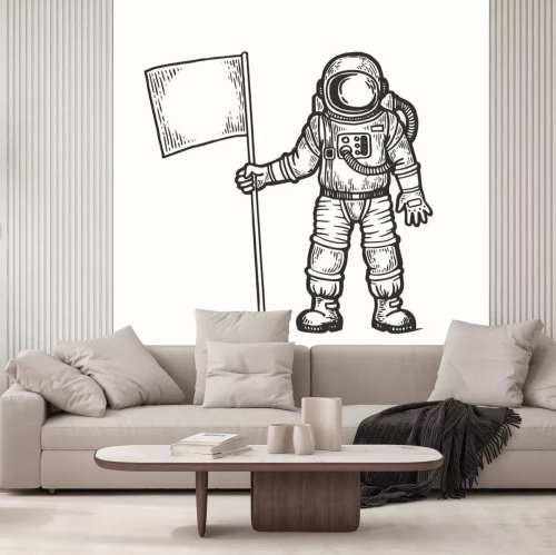 Sticker  Astronaute de l'espace tenant un graphique de drapeau