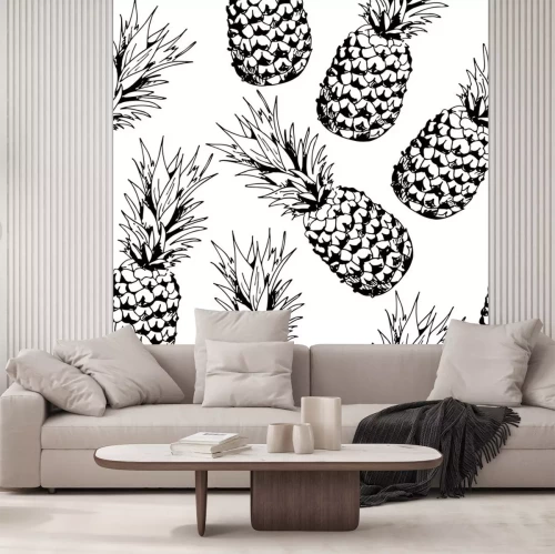 Sticker  Motif reproductible d'ananas noir et blanc
