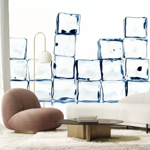 Papier peint  Glaçons sur fond blanc