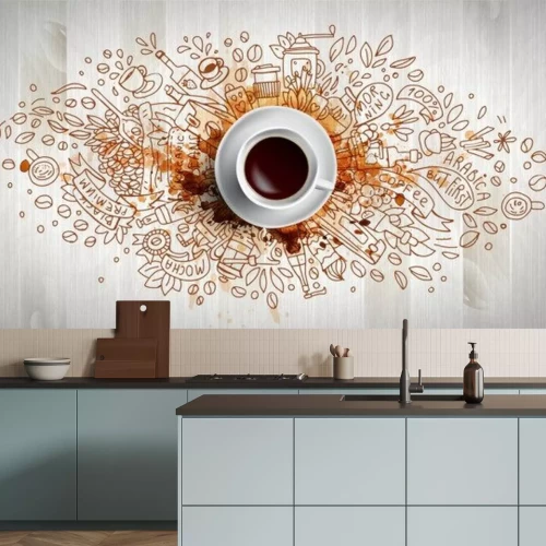 Sticker  Une tasse de café entourée de photos