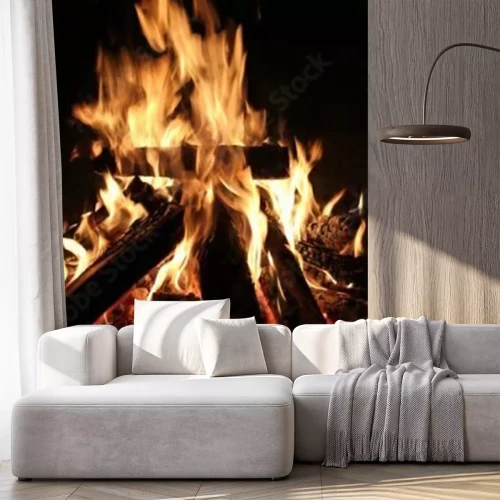 Sticker  Bois brûlant dans la cheminée