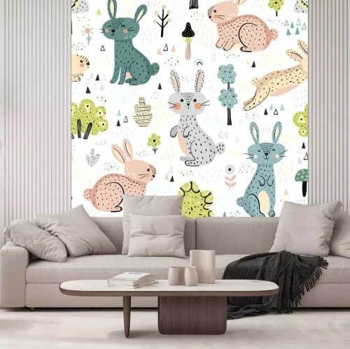 Sticker  Des lapins colorés dans un style scandinave