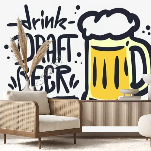 Sticker  Draft Beer Hand Drawn Vector Design On A White Background 