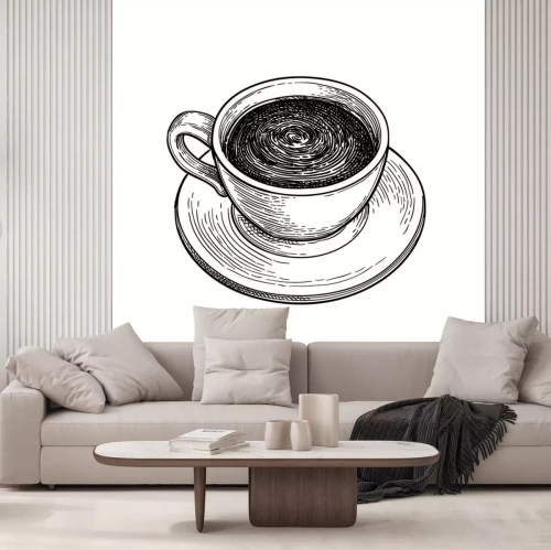 Sticker  Tasse à café dessin noir et blanc