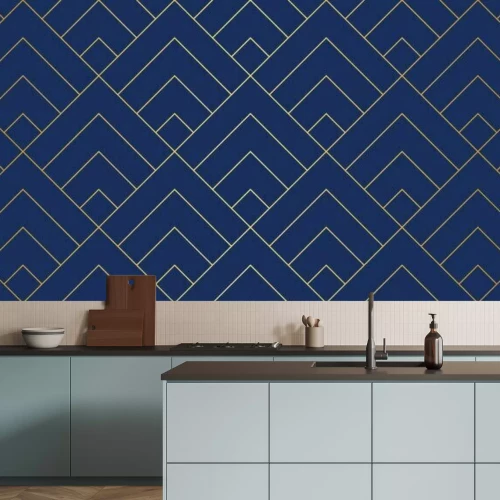 Papier peint  Élégant motif géométrique sur fond bleu marine