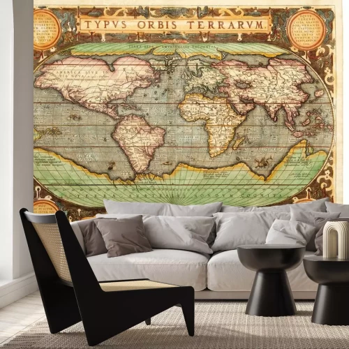 Papier peint  Carte du monde stylisée de style rétro