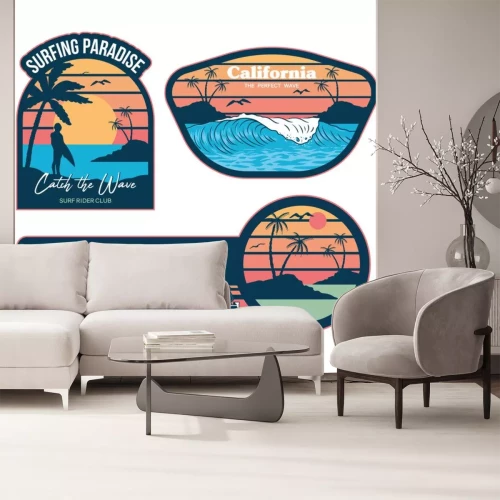 Sticker  Surfing set prints stickers patches posters 