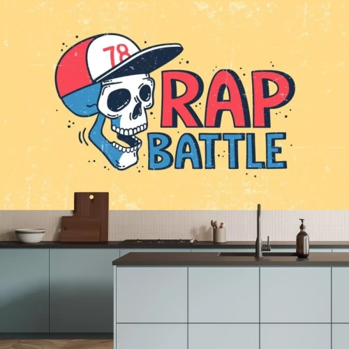 Sticker  Rap battle logo with a skull in a baseball cap