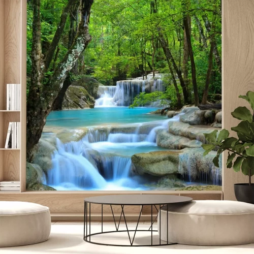 Papier peint  De douces chutes d'eau dans la jungle