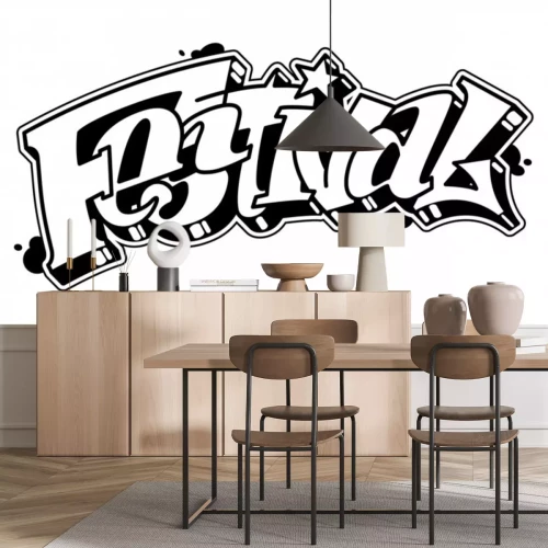 Sticker  Festival vector word in readable graffiti style. Only black line isolated on white background.