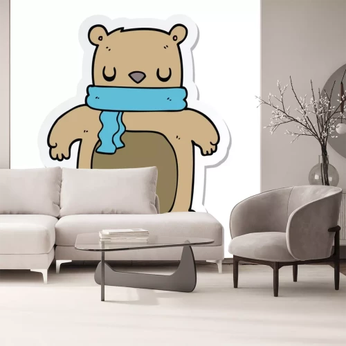 Sticker  sticker of a cartoon bear with scarf