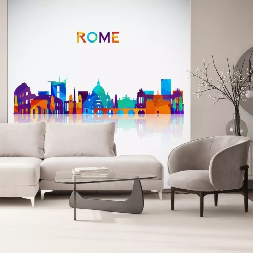 Sticker  Rome skyline silhouette in colorful geometric style. Symbol for your design. Vector illustration.