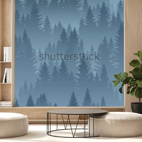 Sticker  motif sans soudure de texture vecteur montagnes forêt fond