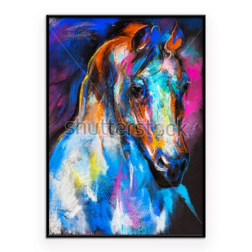 Poster  Illustration d'un buste de cheval multicolore