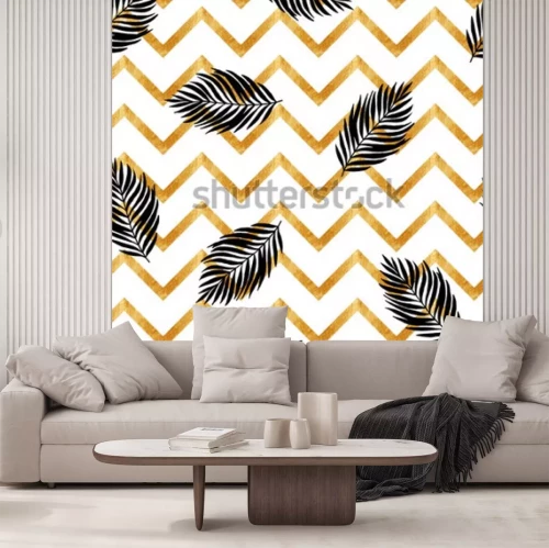 Papier peint  Motif géométrique feuilles