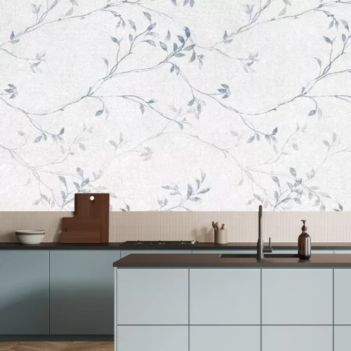 Sticker  Branches bleues délicates sur un fond de béton