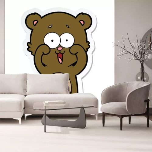 Sticker  sticker of a laughing teddy  bear cartoon