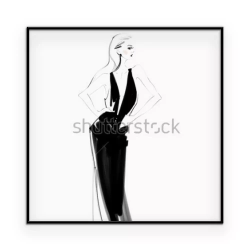 Poster  Une femme en longue robe de soirée noire