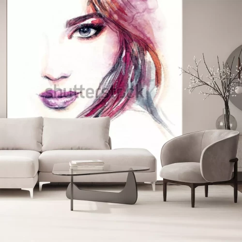 Papier peint  Portrait de femme à l'aquarelle