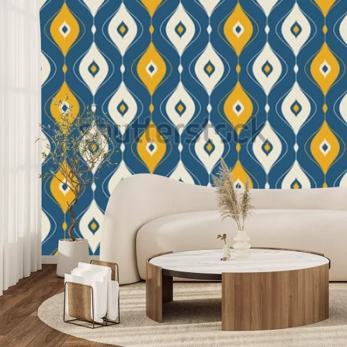 Papier peint  Rétro motif teinte bleue