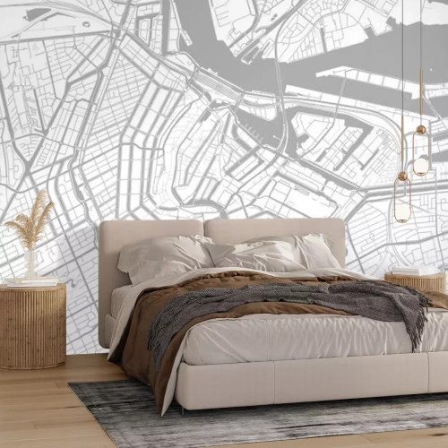 Sticker  White and grey vector city map of Amsterdam