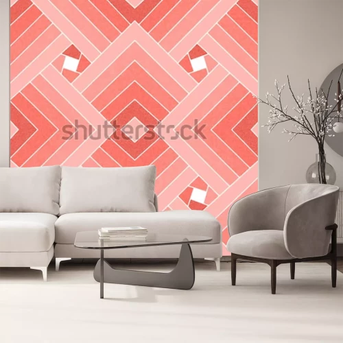 Papier peint  Géométrie en rose et blanc