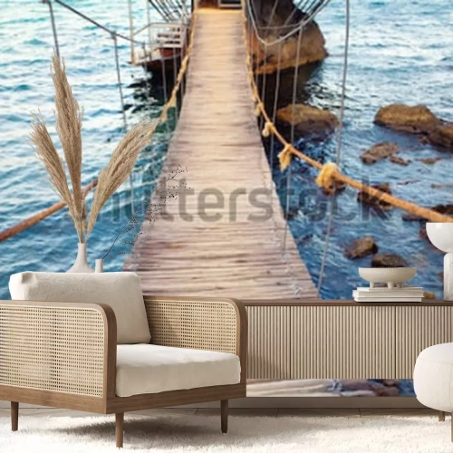 Papier peint  Pont suspendu sur l'eau