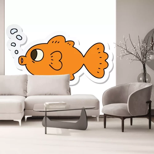 Sticker  sticker of a quirky hand drawn cartoon fish