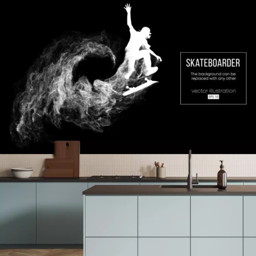 Sticker  Silhouette blanche d'un skateur