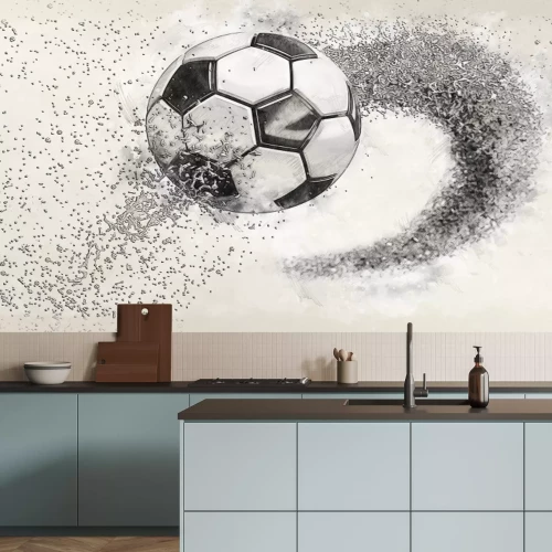 Sticker  Balle de football en mouvement avec effet 3D