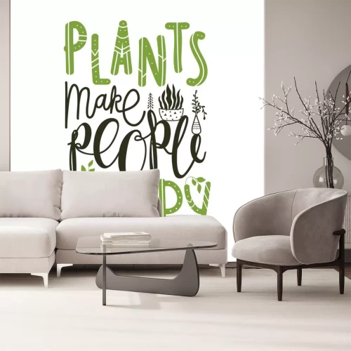 Sticker  Apparel lettering and calligraphy print with quote - plants make people happy.