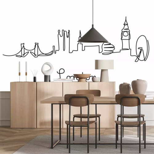 Sticker  One line style London city skyline. Simple modern minimalistic style vector.