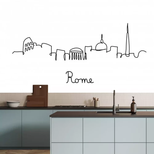 Sticker  One line style Rome city skyline. Simple modern minimaistic style vector.