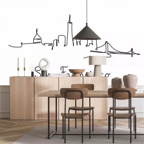 Sticker  One line style san francisco city skyline. Simple modern minimaistic style vector.