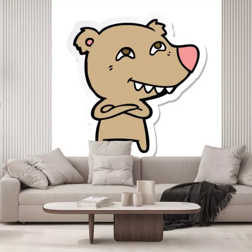 Sticker  sticker of a cartoon bear showing teeth