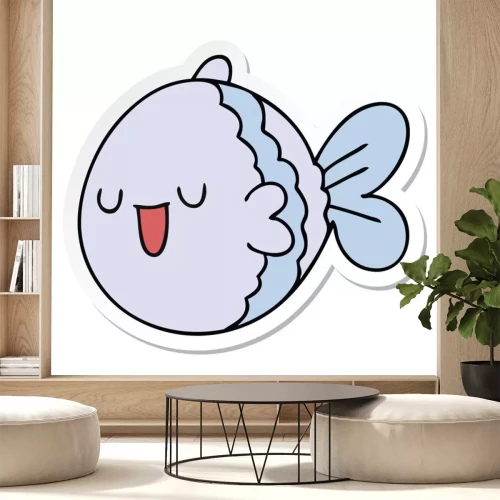 Sticker  sticker of a quirky hand drawn cartoon fish