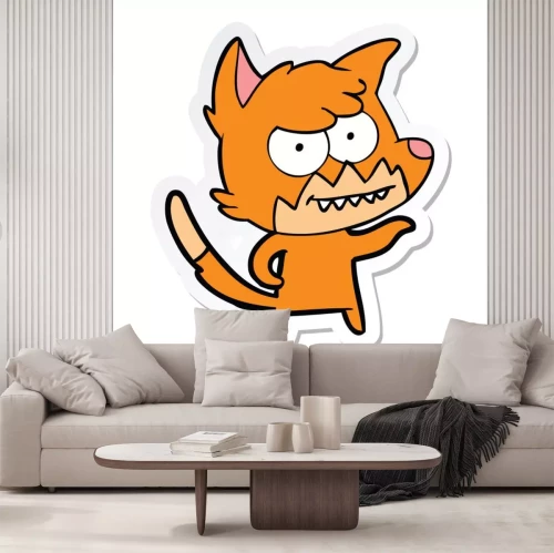 Sticker  sticker of a cartoon grinning fox