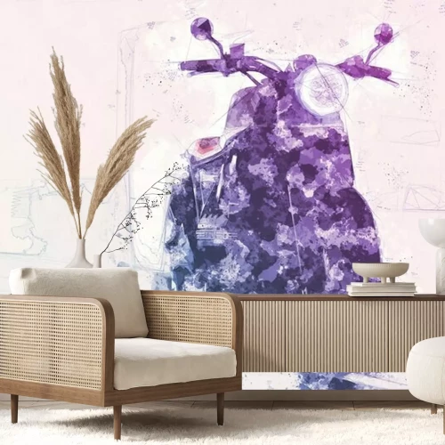 Papier peint  Abstract painted motocycle with texture, blue and purple colors