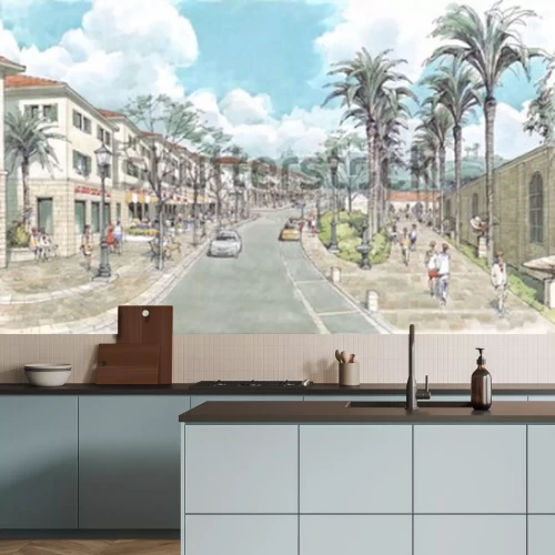 Papier peint  Ruelle peinte pays exotique