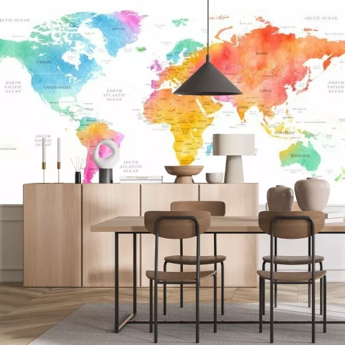 Papier peint  Une carte du monde dans un style aquarelle ombré