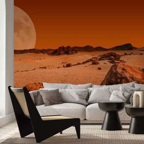 Papier peint  Vue de la lune depuis Mars