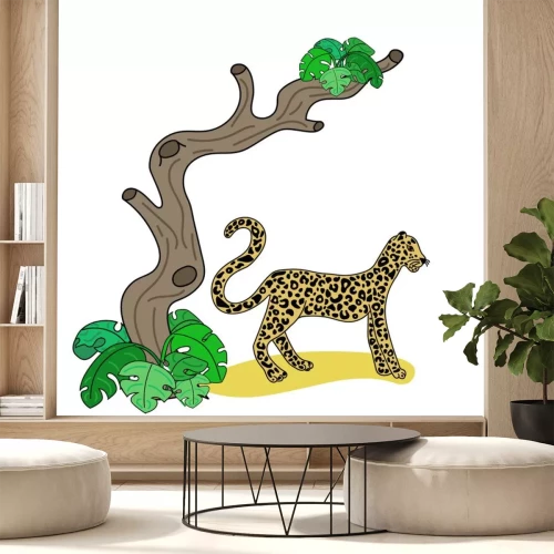 Sticker  Vector illustration of leopard