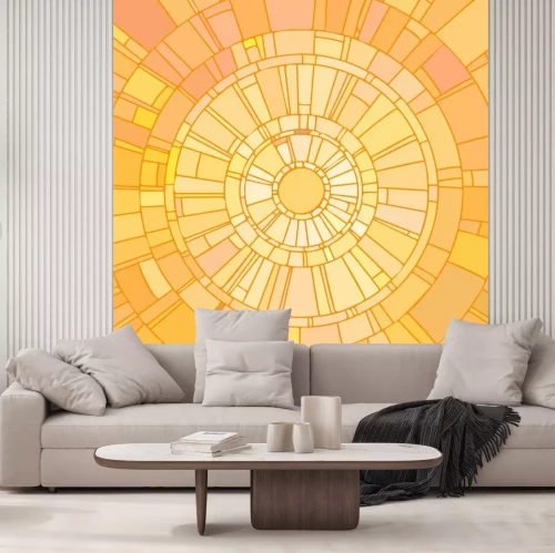 Sticker  Mosaic vector illustration of yellow sunshine.