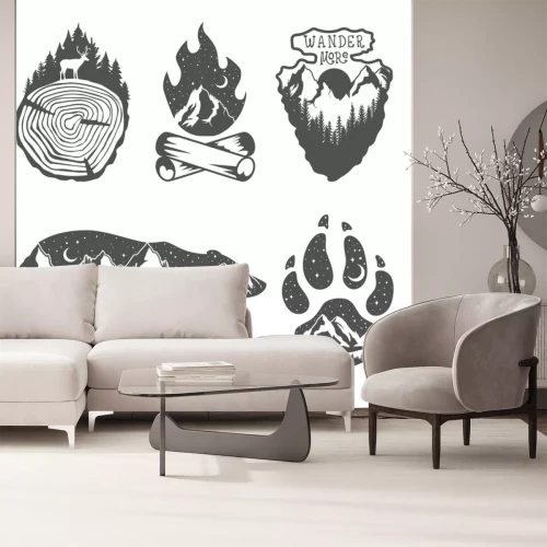 Sticker  Graphiques en noir et blanc inspirés de la faune