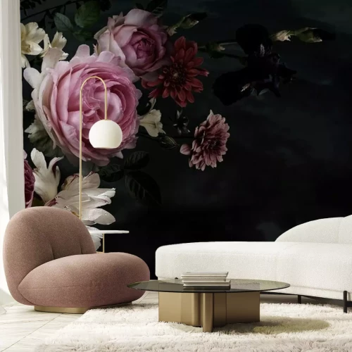 Papier peint  Beautiful garden flowers. Vintage floral card.