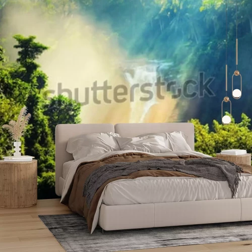 Papier peint  Jungle tropicale et chute d'eau