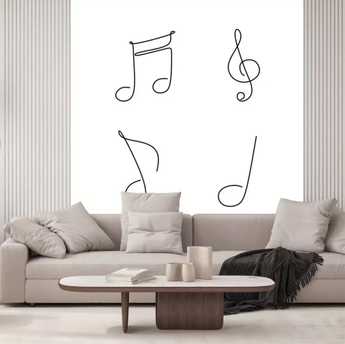 Sticker  continuous line drawing of note music symbol set collection